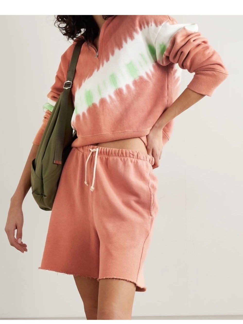 RE/DONE+ HANES 80S FRAYED COTTON-JERSEY SHORTS faded clay